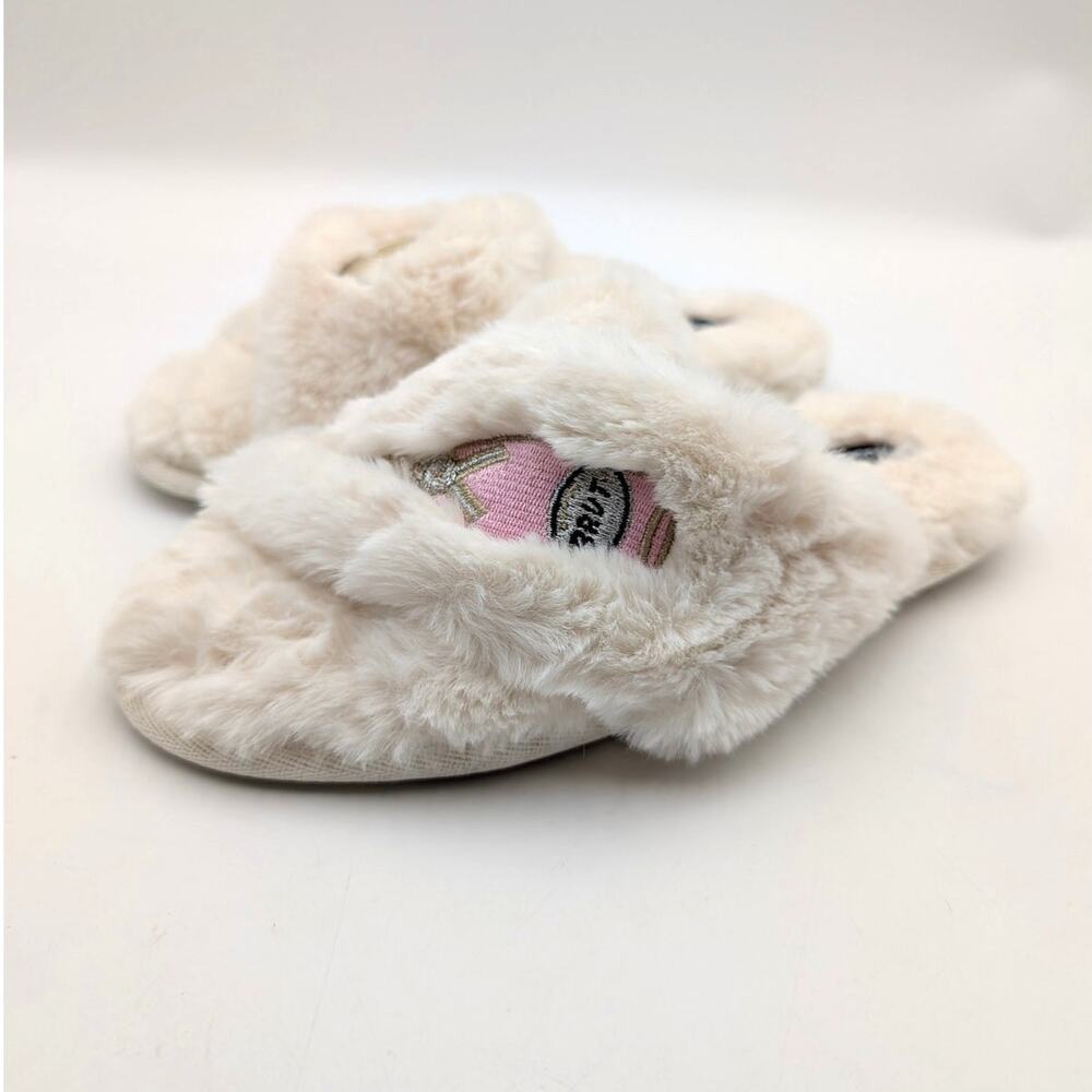 BCBGMAXAZRIA Thea Faux Fur Slide Slipper Shoes Women's Cream Size US7-8 EU38.5